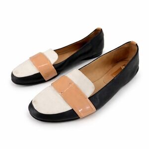 Reed Krakoff Loafers Women Size 6 Black White Tan Leather Colorblock Minimal